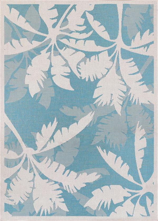 Couristan Monaco 2216-3100 Coastal Floral Ivory Turquoise Area Rug