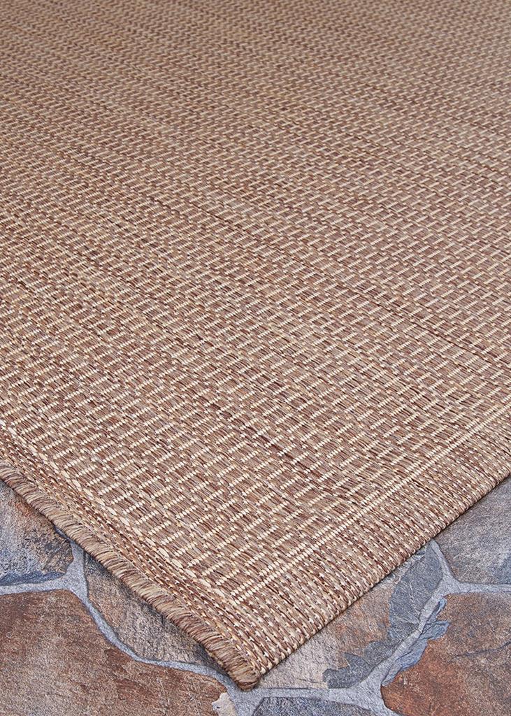 Couristan Recife 1001-1500 Saddlestitch Cocoa Natural Area Rug Corner