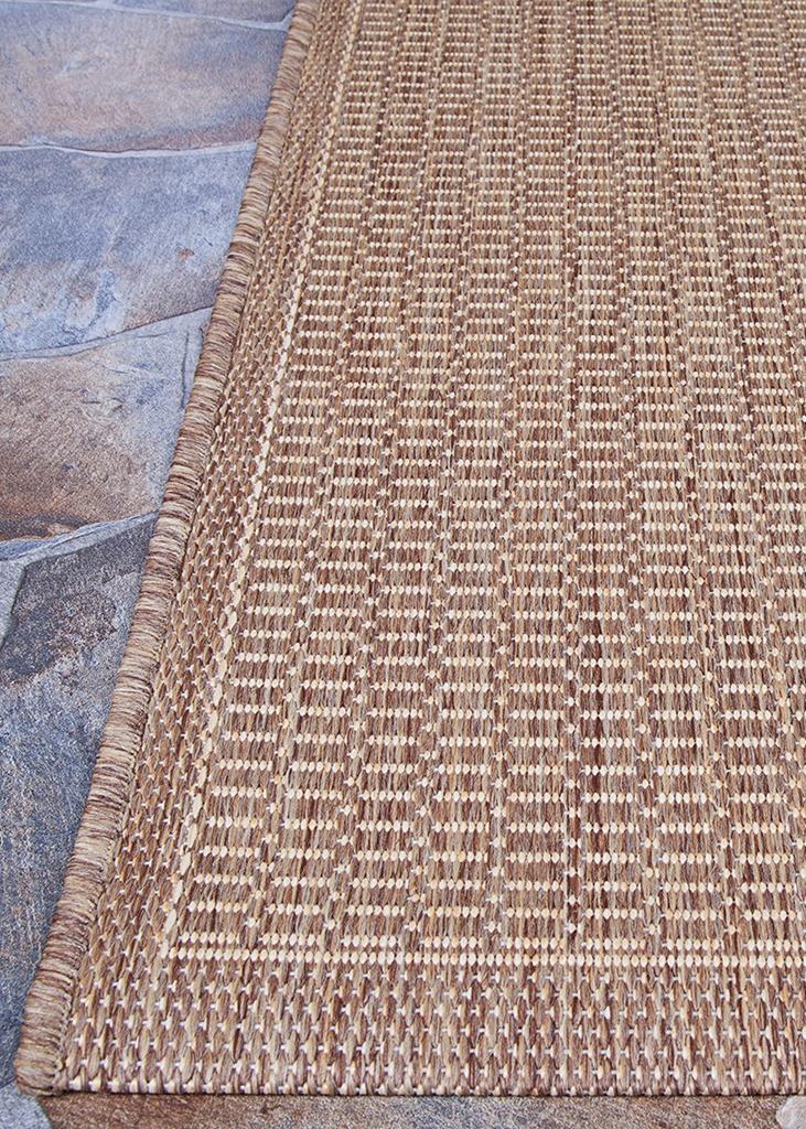 Couristan Recife 1001-1500 Saddlestitch Cocoa Natural Area Rug Corner 2