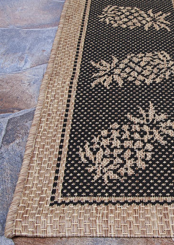 Couristan Recife 1177-2500 Tropics Cocoa Black Area Rug Corner 2