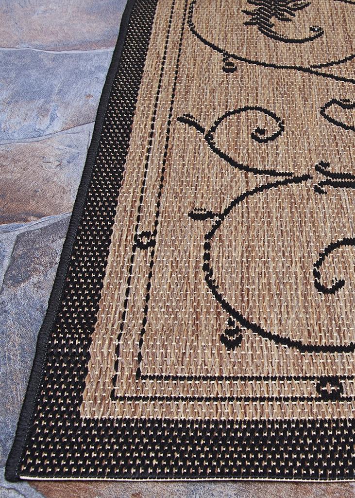 Couristan Recife 1583-2500 Veranda Cocoa Black Area Rug Corner 2