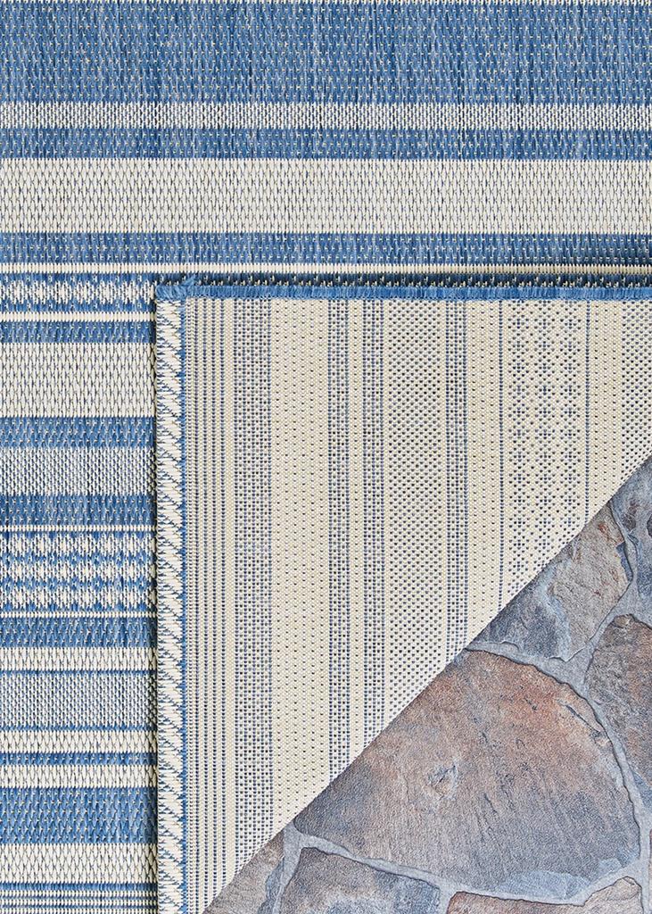 Couristan Recife 5313-1212 Gazebo Stripe Champagne Blue Area Rug Backing