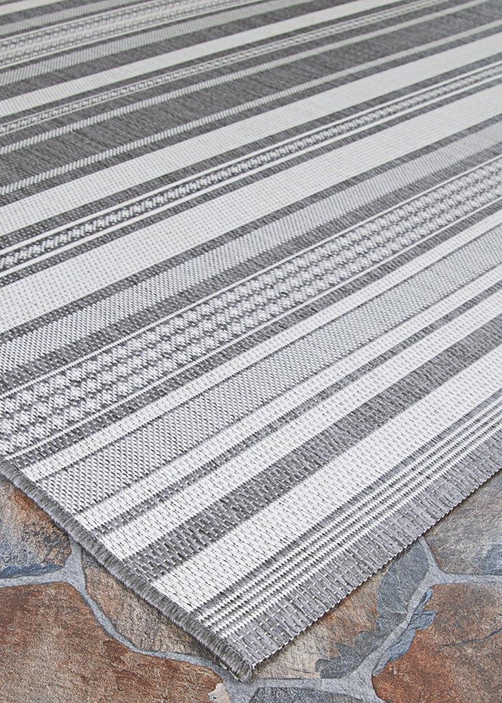 Couristan Recife 5313-3312 Gazebo Stripe Champagne Grey Area Rug Corner