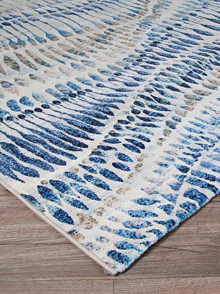 Couristan Easton 6842-6151 Charles Bone Blue Multi Area Rug Corner