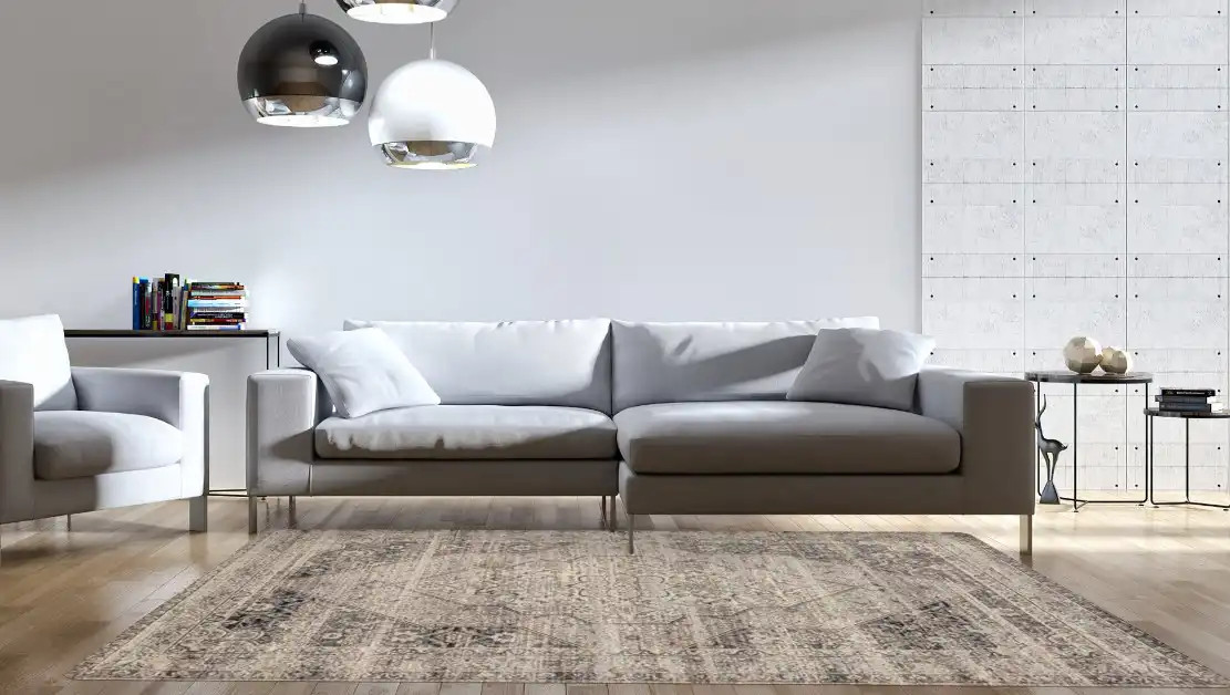 Loloi Mika MIK-12 Stone/Ivory Area Rug - Carpet & Tile Mart