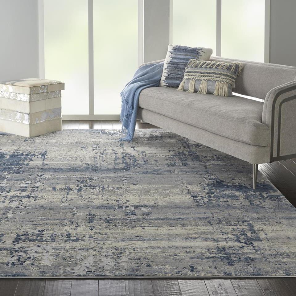 Nourison Rustic Textures RUS10 Ivory/Blue Area Rug Room Scene