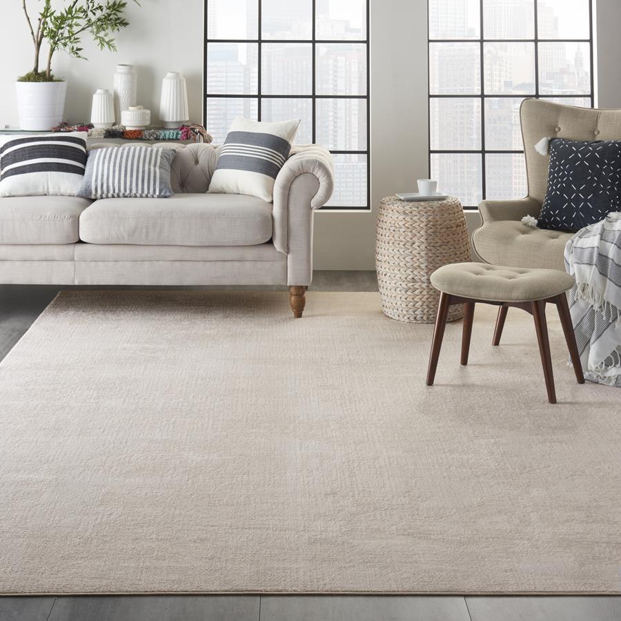 Nourison Silky Textures SLY01 Ivory/Grey Area Rug Room Scene