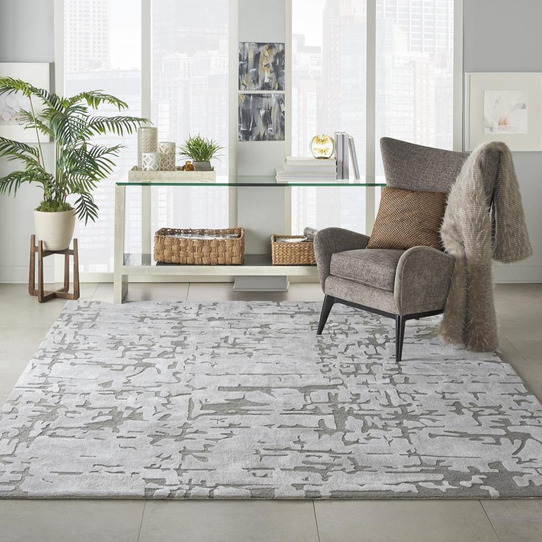 Nourison Symmetry SMM03 Ivory/Taupe Area Rug Room Scene