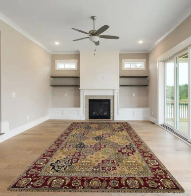 Cambridge 7325 Red Kashan Panel Area Rug by Kas Oriental Rugs