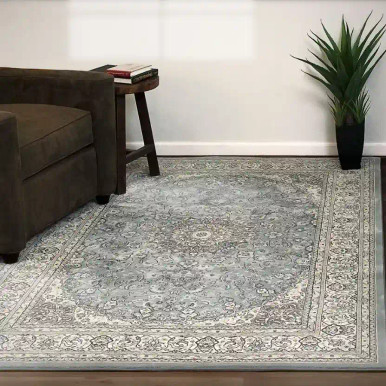 Ancient Garden 57119-4646 Steel Blue/Cream Area Rug by Dynamic