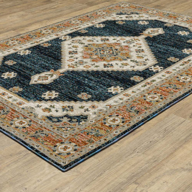 Oriental Weavers Andorra 2281E Blue Orange Area Rug | Carpetmart