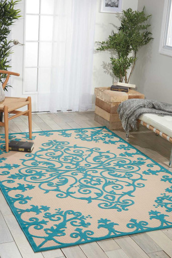 Nourison Aloha ALH12 Aqua Area Rug - Carpet & Tile Mart