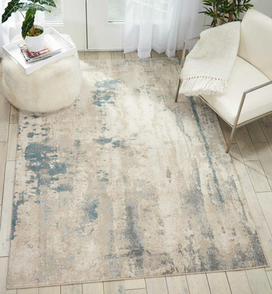 Nourison Maxell MAE17 Ivory/Teal Area Rug - Carpetmart.com