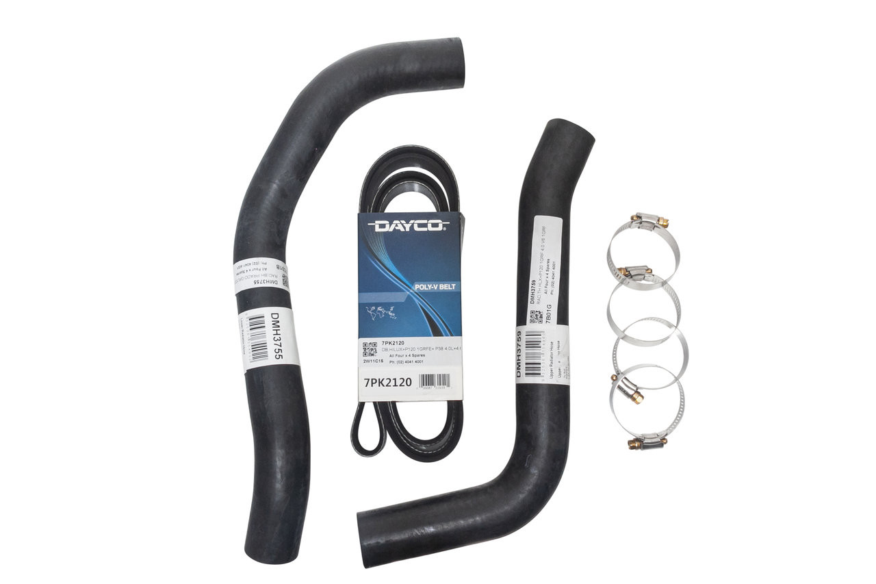Gates Emergency Radiator Hose & Fan Belt Kit for Toyota Prado 120 2003 - 2007 1GR-FE main image 1