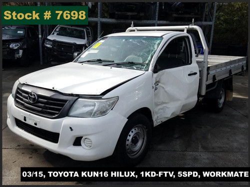 7698 - 03/15, TOYOTA KUN16 HILUX, 1KD-FTV, 5SPD, WORKMATE