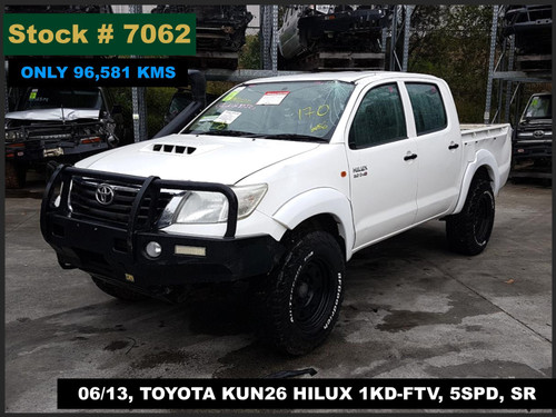 7062 - 06/13, TOYOTA KUN26 HILUX ** ONLY 96,581 KMS ** 1KD-FTV, 5SPD, SR