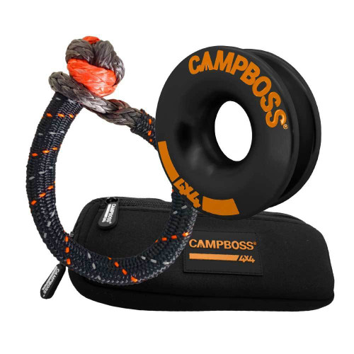 CampBoss Soft Shackle with Premium Aluminium Alloy Recovery Ring - 4X4BOSSRINGBLACK