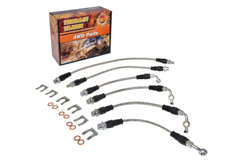 Terrain Tamer Braided Brake Hose Kit suitable for Landcruiser 70 78 79 Series FZJ HZJ HDJ - TTBHK13