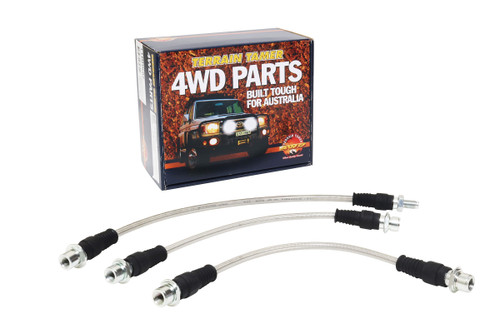 Terrain Tamer Braided Brake Hose Kit suitable for Hilux 4WD GGN25 KUN26 2005 to 03-2015 on TTBHK05