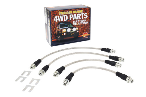 Terrain Tamer Braided Brake Hose Kit suitable for Hilux 4WD GGN120 125 GUN 05-2015 on - TTBHK07