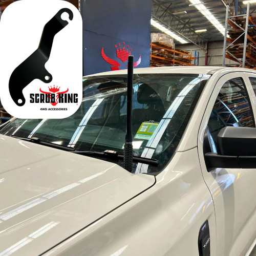 Scrub King Bonnet Hinge UHF Antenna Bracket suitable for Ford Ranger 2022 to 2024 - Black - SK771
