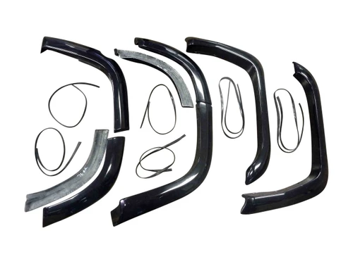 FRP Front & Rear Fibreglass Flares Complete Set in Black suitable for Landcruiser 70 76 Series 2007-