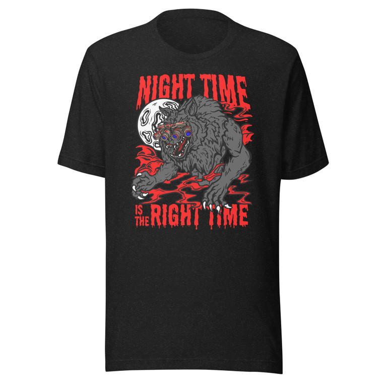 Night Time is the Right Time Red Short Sleeve Tee