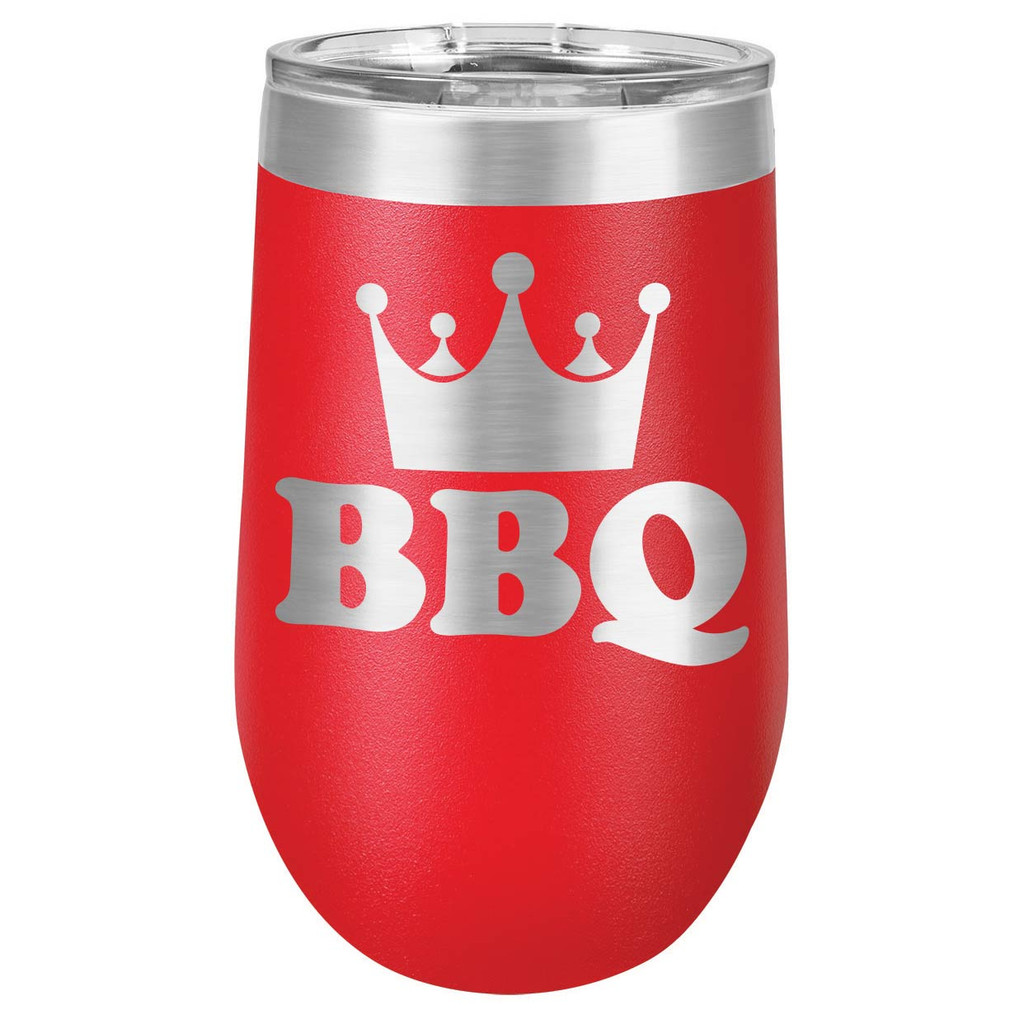 BBQ KING 16 oz Stemless Wine Glass with Lid