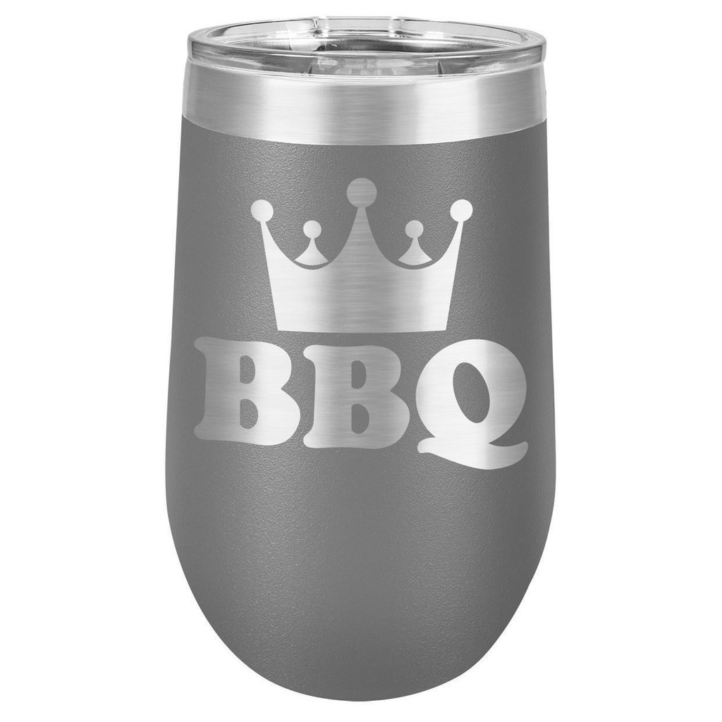 BBQ KING 16 oz Stemless Wine Glass with Lid