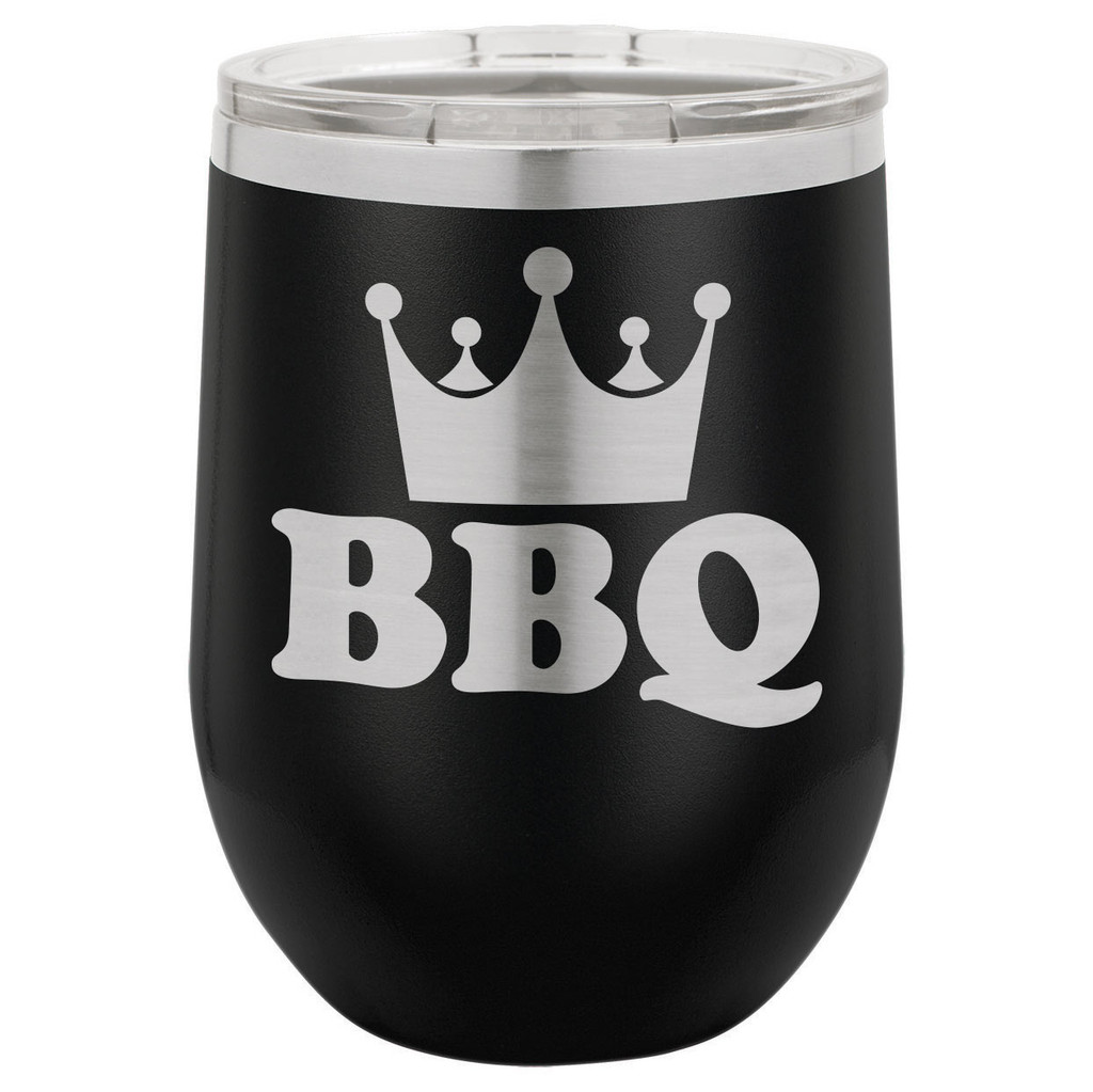 BBQ King 12 Oz Stemless Wine Glass with Lid