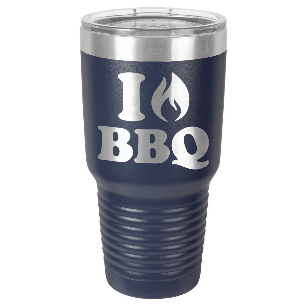 I LOVE BBQ 30 oz Drink Tumbler With Straw