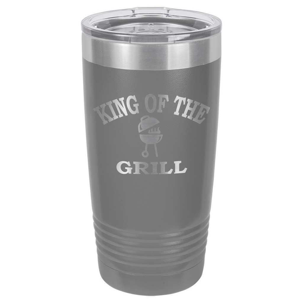 KING OF THE GRILL 20 oz Drink Tumbler With Straw