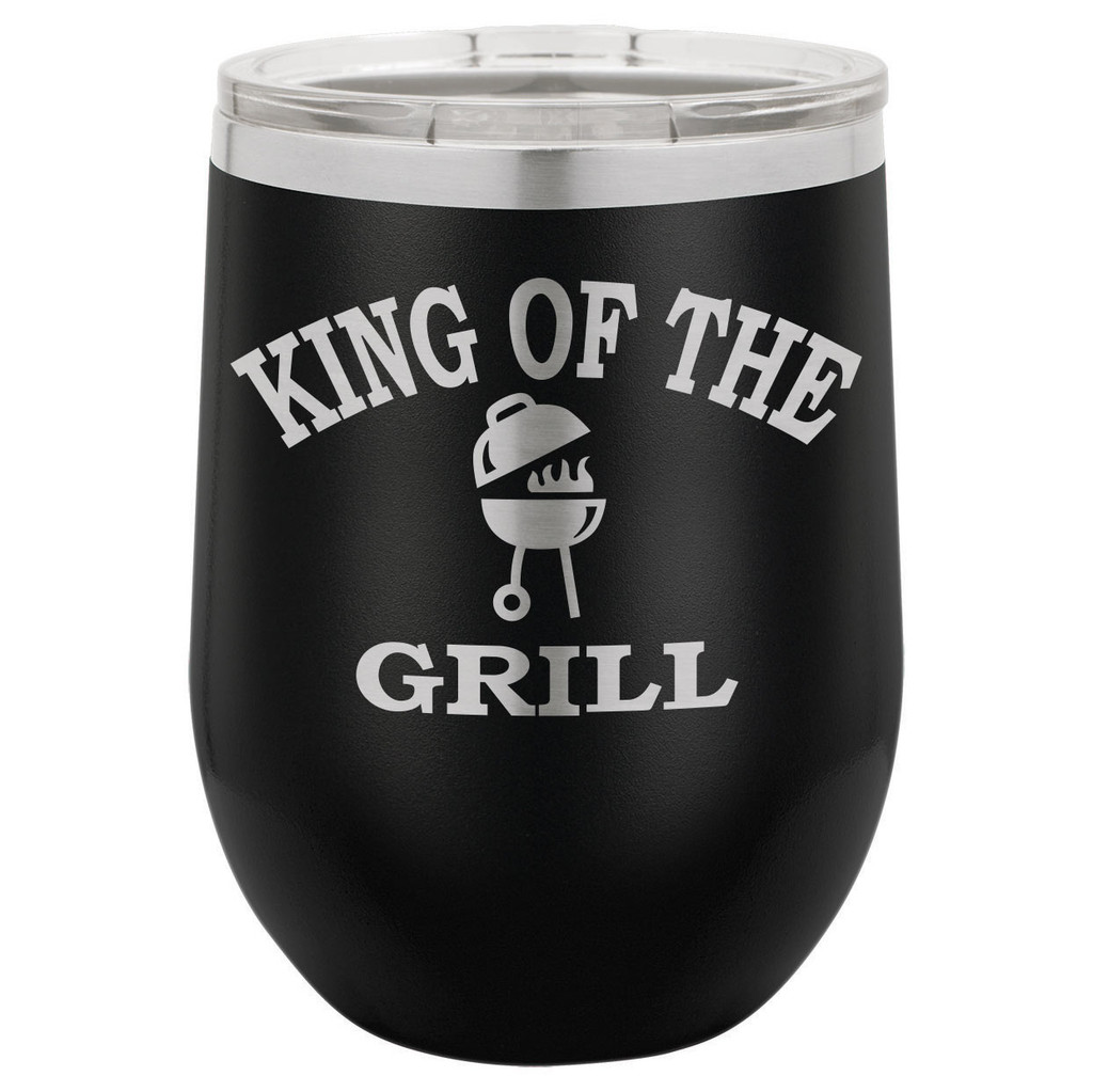 King Of The Grill 12 Oz Stemless Wine Glass with Lid