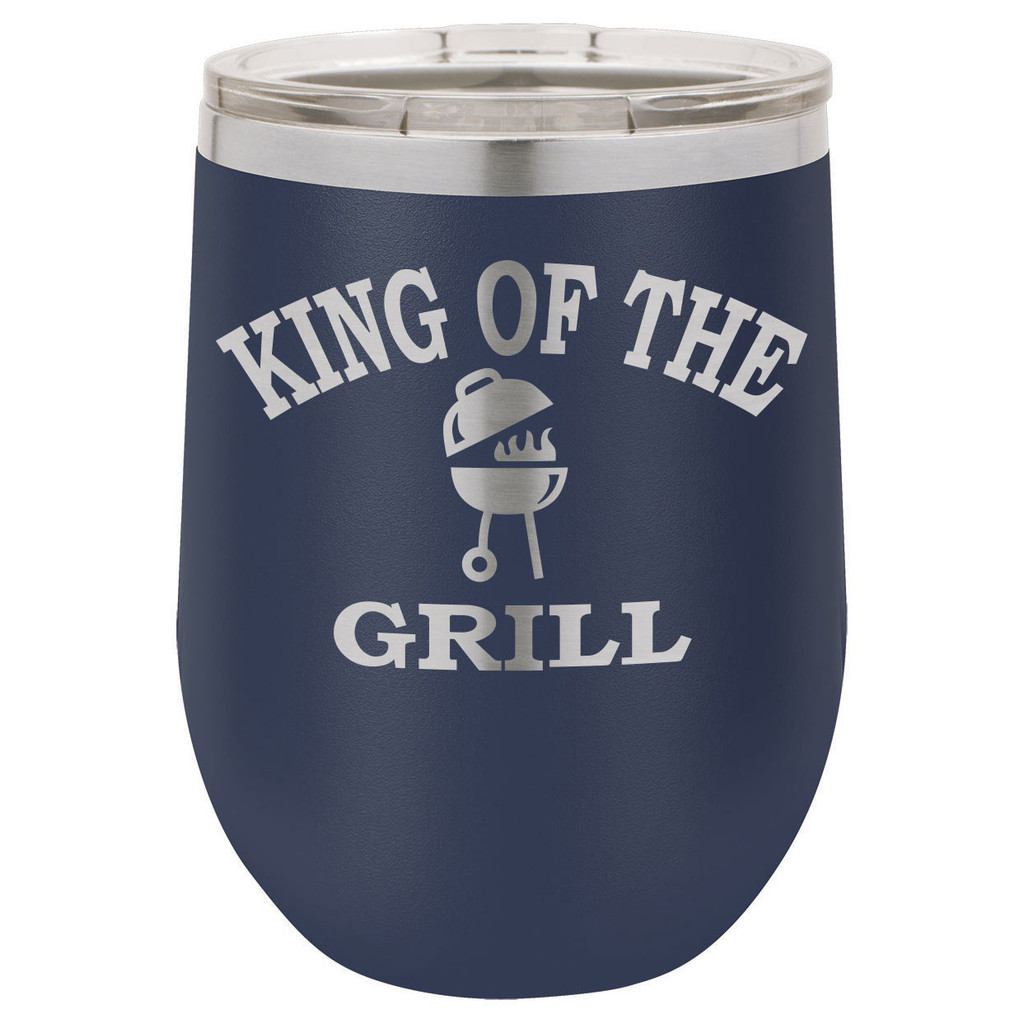 King Of The Grill 12 Oz Stemless Wine Glass with Lid