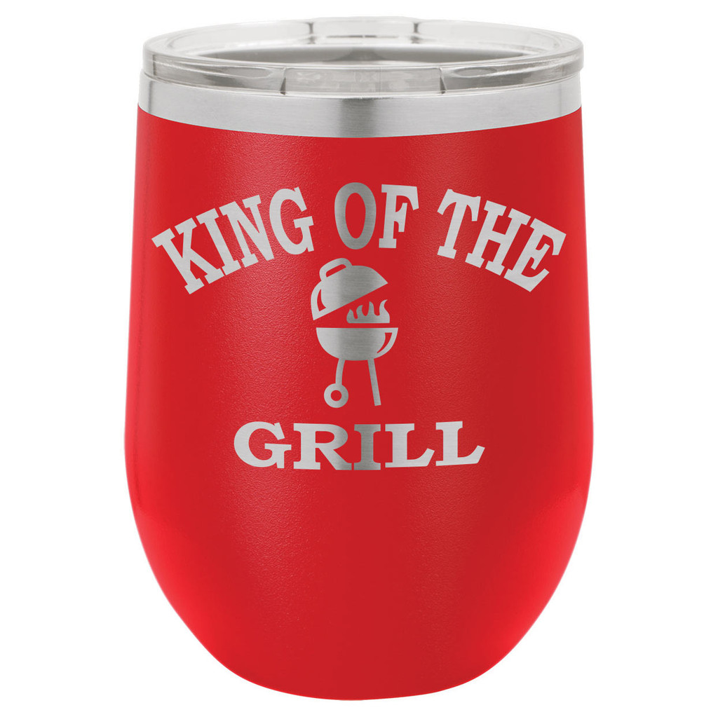 King Of The Grill 12 Oz Stemless Wine Glass with Lid