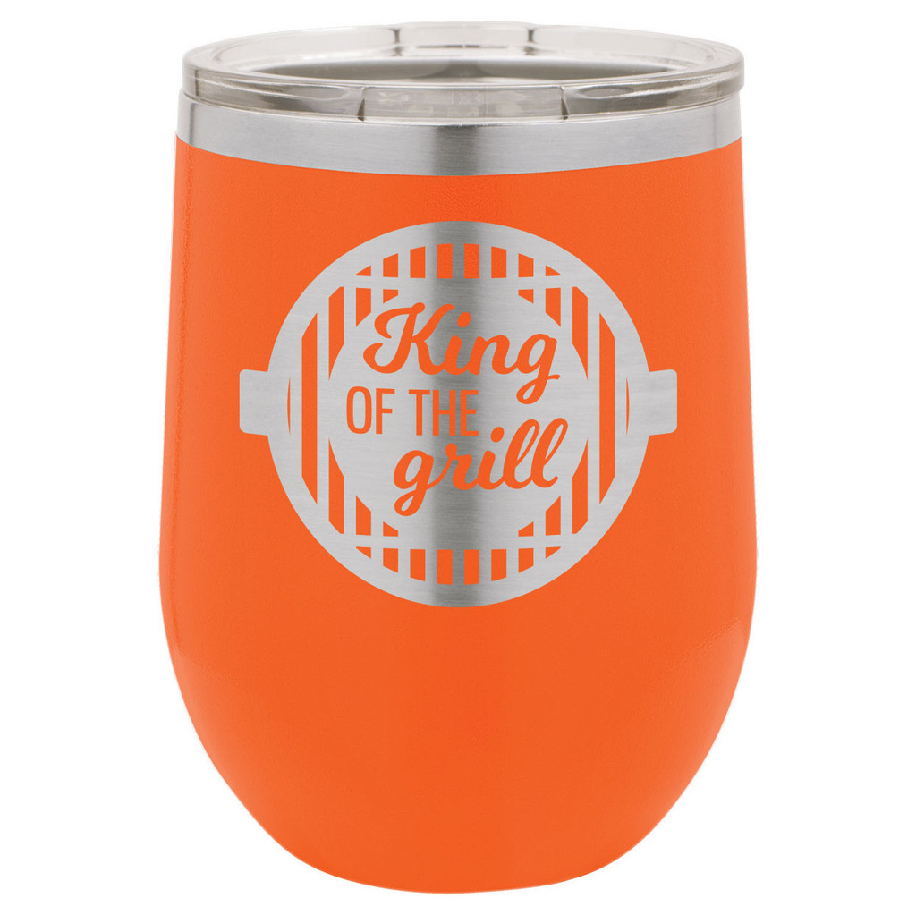 King Of The Grill-B 12 Oz Stemless Wine Glass with Lid