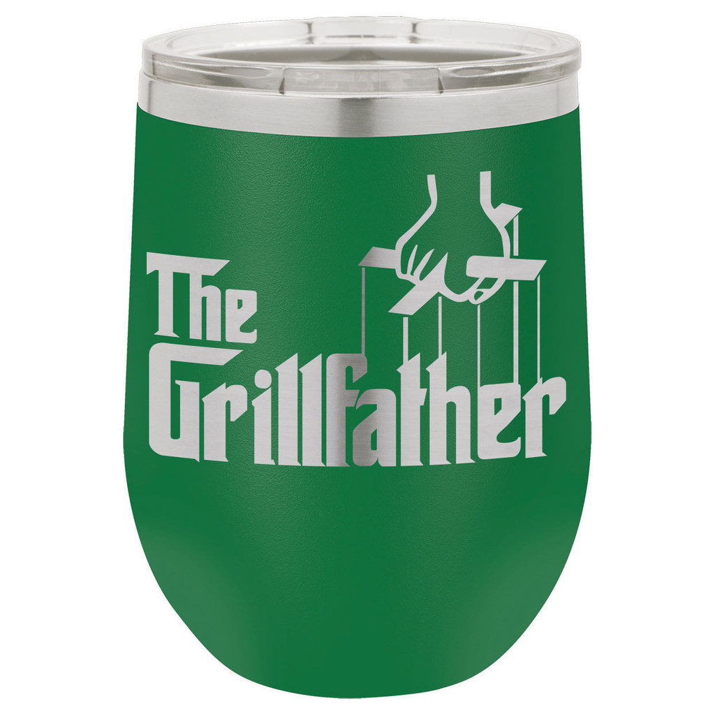 The Grillfather 12 Oz Stemless Wine Glass with Lid
