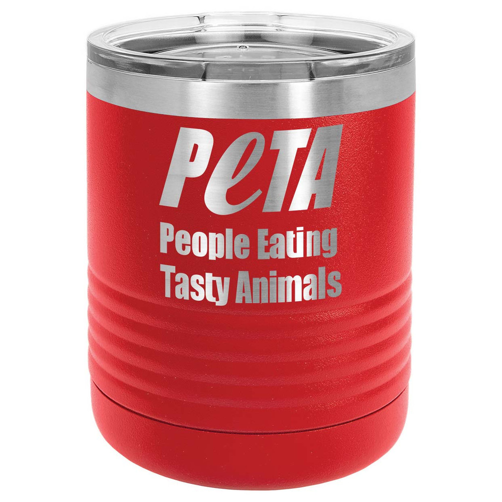 PEOPLE EATING TASTY ANIMALS 10 oz Lowball Tumbler with Lid