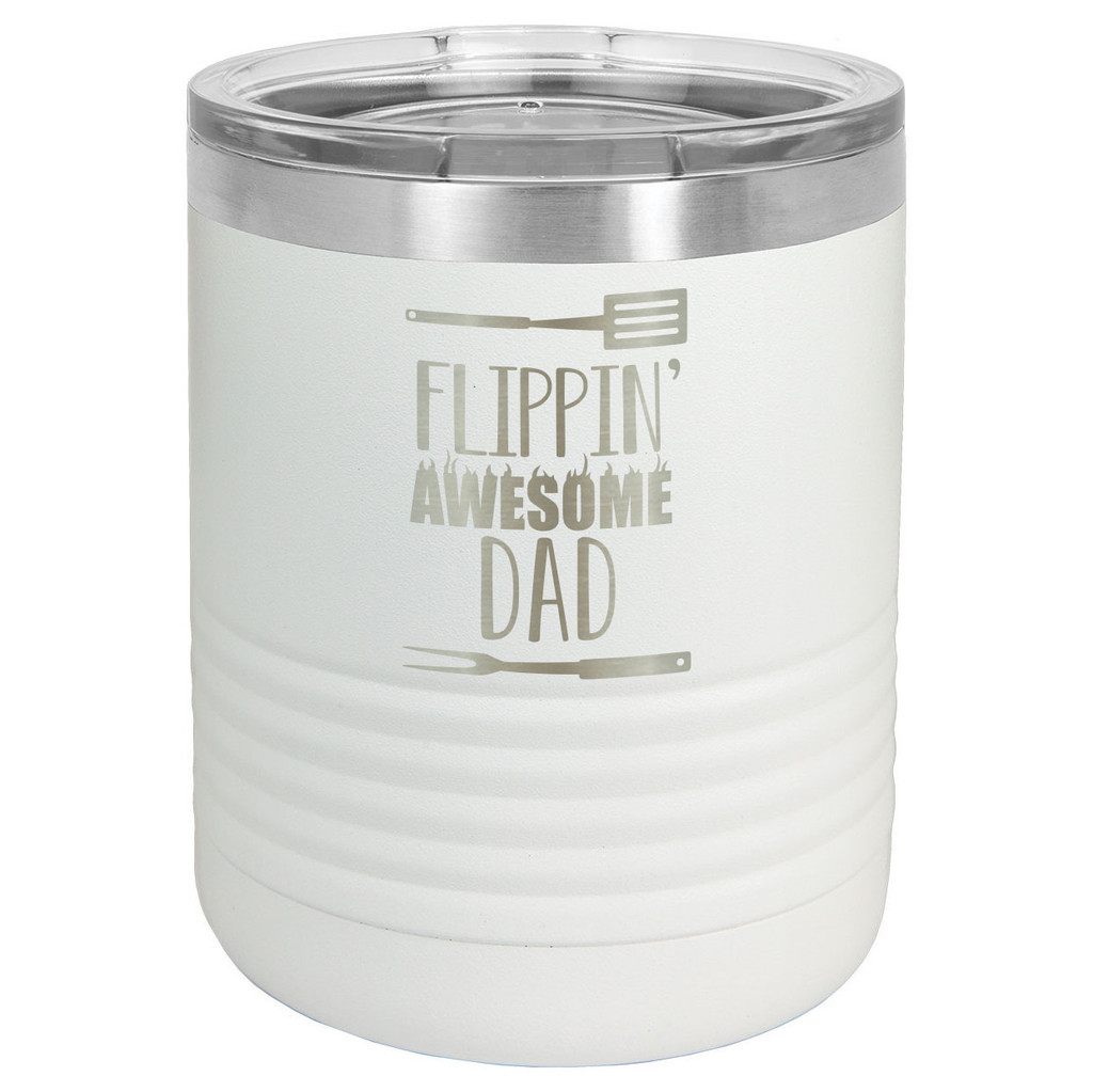 FLIPPIN AWESOME DAD 10 oz Lowball Tumbler with Lid