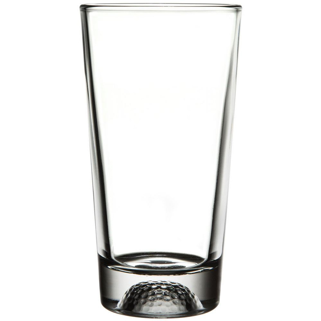 Closeup of golf design on beer glass