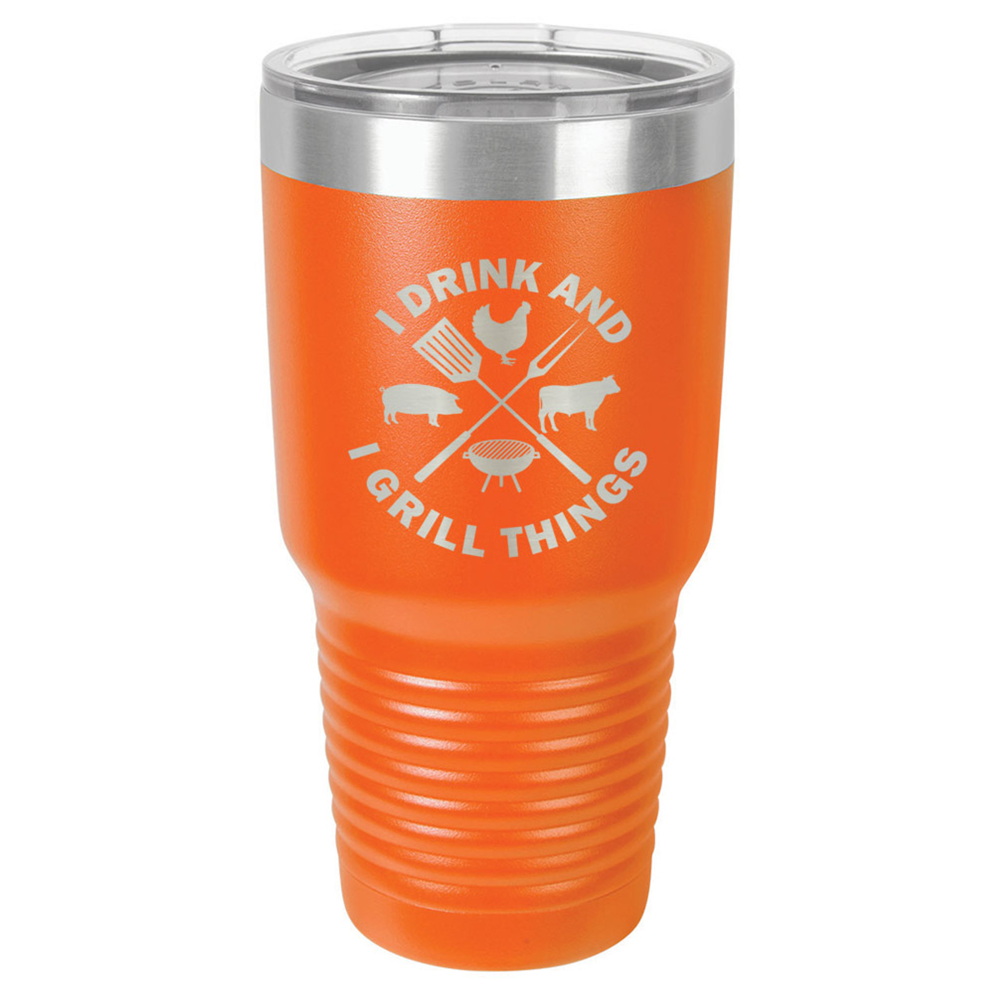 Custom Coffee Tumbler - 30 oz Orange Insulated Tumbler with Straw