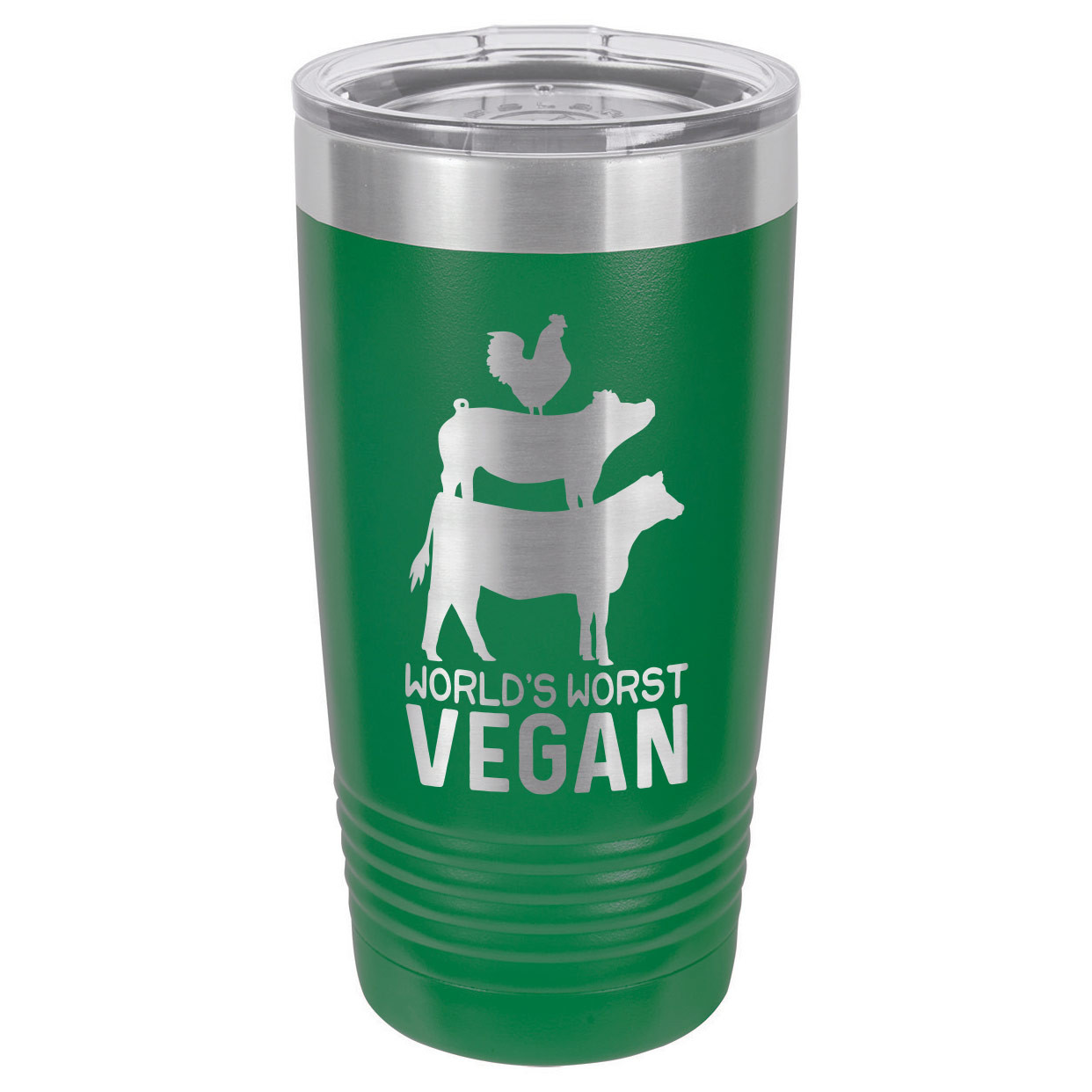 WORLDS WORST VEGAN 20 oz Drink Tumbler With Straw (Compare To Yeti
