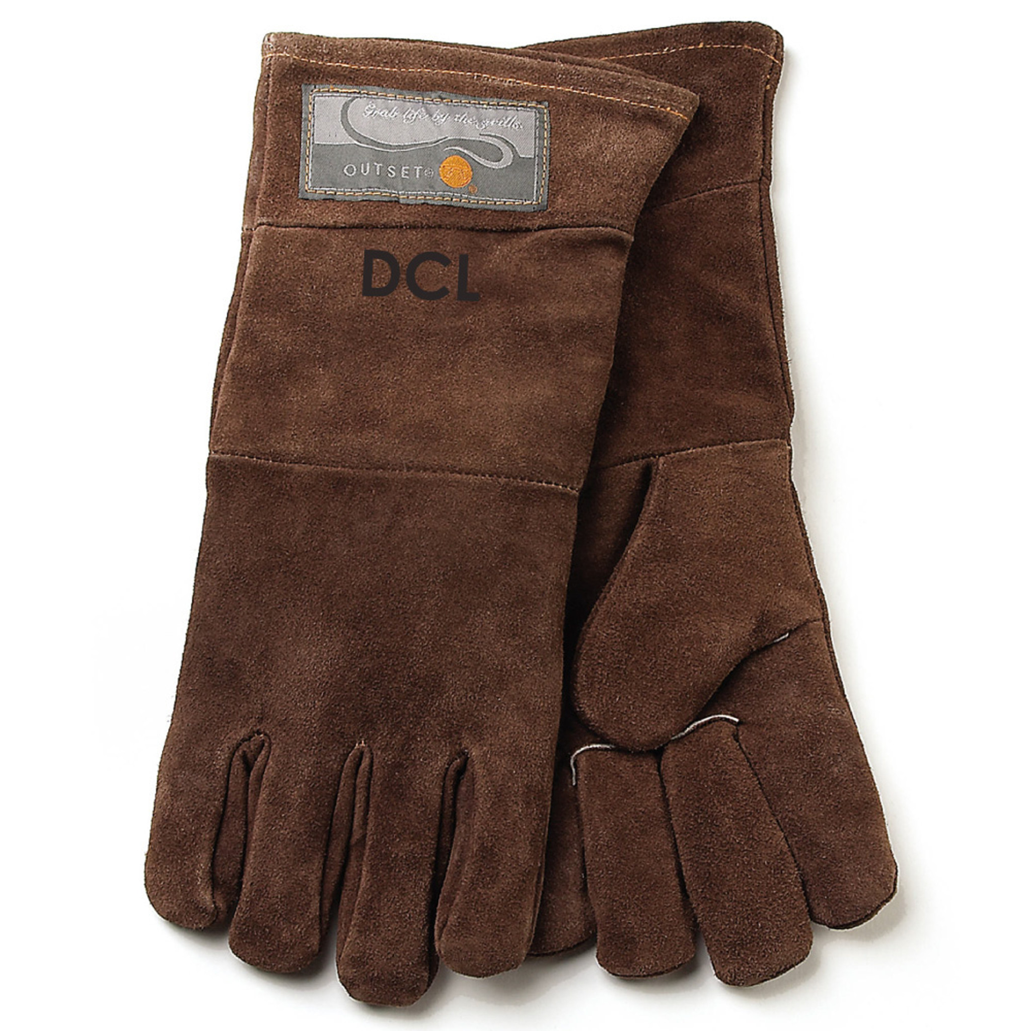 Personalised leather BBQ gloves