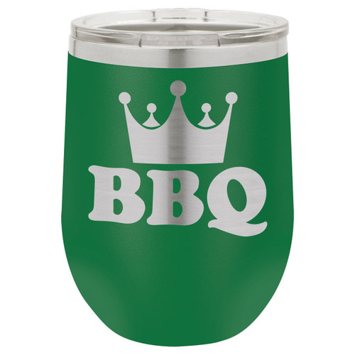 BBQ King 12 Oz Stemless Wine Glass with Lid