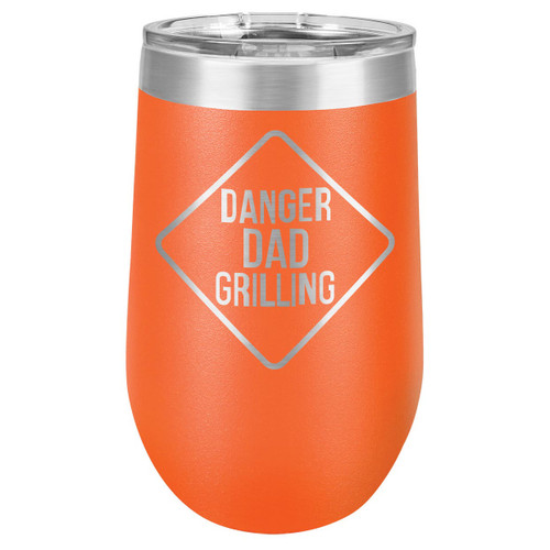 DANGER DAD GRILLING 16 oz Stemless Wine Glass with Lid
