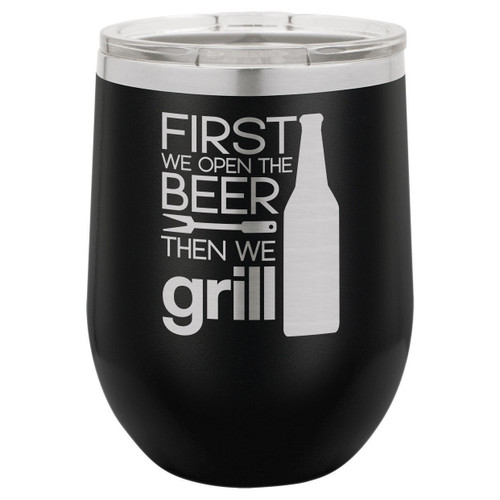 Grill Things 12 Oz Stemless Wine Glass with Lid