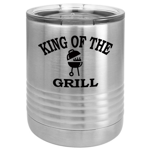 KING OF THE GRILL 10 oz Lowball Tumbler with Lid