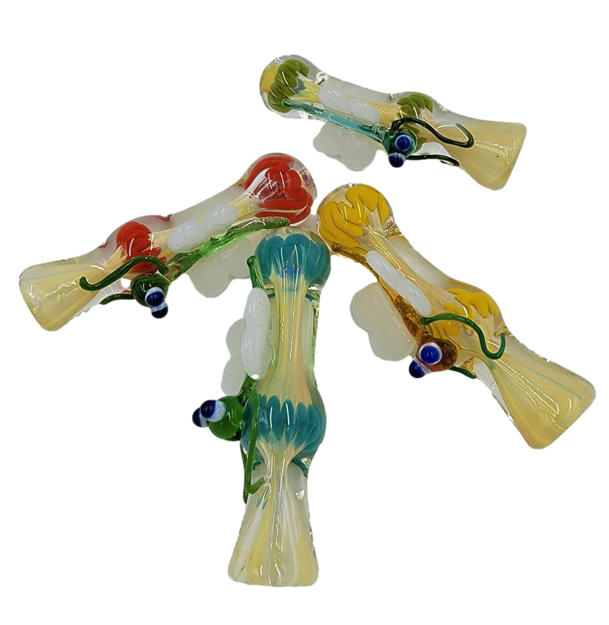 3" Silver Fumed Butterfly Chillum Assorted Colors and Styles