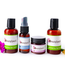 Trial sized Frangipani Body Products for Stess/Environment skin including the Exfoliating Face Gel.  This kit is ideal for dry skin.  Perfect way to sample natural skin products or give as gifts.