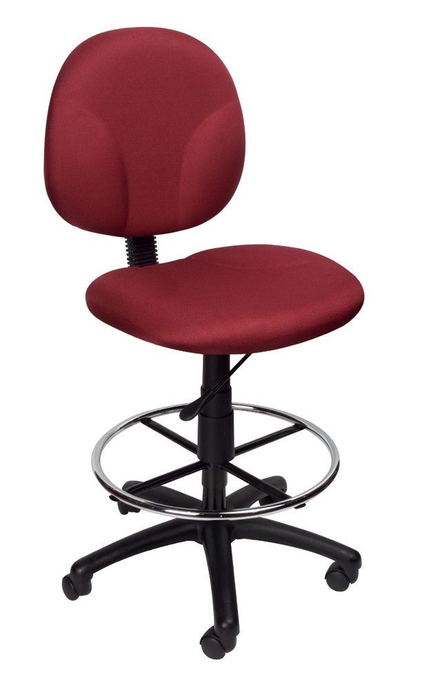 BOSS Office Chair BURGUNDY FABRIC DRAFTING STOOLS W/FOOTRING